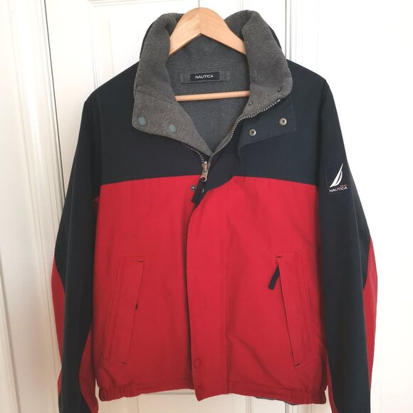 VTG Nautica Men Sailing Jacket Reversible Fleece Waterproof Heavyweight Ski M - Picture 1 of 10